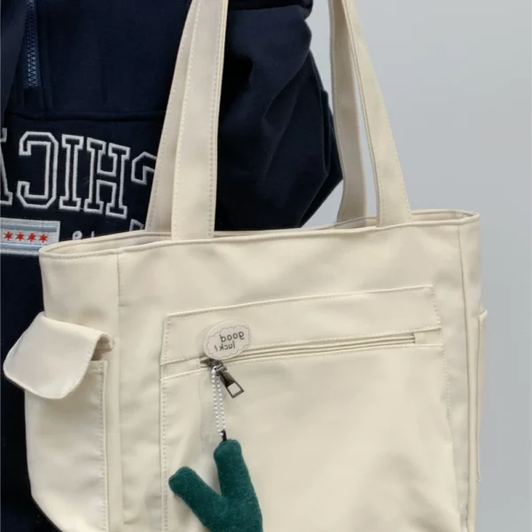 Tea party commuter canvas bag Japanese ins style student class large-capacity shoulder bag female solid color tote bag