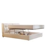 Free shipping cloud bed simple light luxury net red leather double master bedroom queen bed down with bag function high box storage bed - Image 2