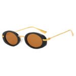 Small frame oval retro sunglassesEuropean and American ins Internet celebrities with the same sunglasses, high-end catwalk sunglasses, personality - Image 5