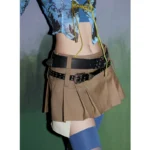 Low waist pleated casual skirt