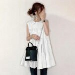 Spot Japanese 2022 summer new sleeveless simple layered short cotton dress - Image 5