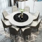Italian minimalist slate round dining table with turntable living room round dining table and chair combination postmodern slate dining table - Image 4
