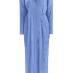 2023 Spring and Summer New Slim Long Sleeves Commuting Comfortable Temperament Casual Folds Fashion Mid-Length Dress Women's Design Buckle