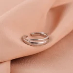 925 sterling silver ring double-layer plain ring female simple ins light luxury niche cold style open ring personality element circle - Image 5