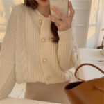 Japanese gentle style sweater women's jacket loose outerwear spring and autumn new retro lazy knitted cardigan women's clothing