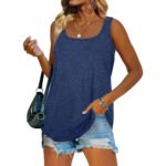 2024 Amazon's new wish European and American popular summer sleeveless square neck solid color vest T-shirt cross-border foreign trade women - Image 2