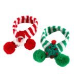 Cross-border cat dog Santa Claus adjustable collar saliva towel pet knitted wool striped Christmas scarf - Image 4