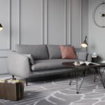 Nordic double sofa combination small apartment clothing store balcony apartment modern minimalist gray three-person fabric sofa - Image 2