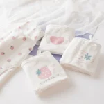 Underpants female cotton girl Japanese strawberry white cute cartoon print high school student mid-waist briefs fat times - Image 4