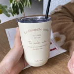 Cream stainless steel coffee cup - Image 3