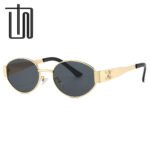 New oval frame fashion sunglasses 9521 European and American metal frame personalized sunglasses INS trend sunglasses - Image 3