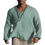 European and American Independent Station New Youth Solid Color Casual Ordinary Cotton Linen Stand Collar Loose Men's Clothing - Image 4