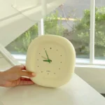 ins style simple cream pointer wall clock mute bedroom clock home decoration can be vertical wall hanging bubble clock - Image 2