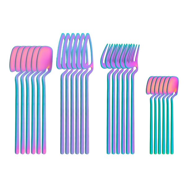 Cross-border new product 304 stainless steel spoon knife and fork spoon set magic color coffee creative hanging cup spoon dessert knife and fork