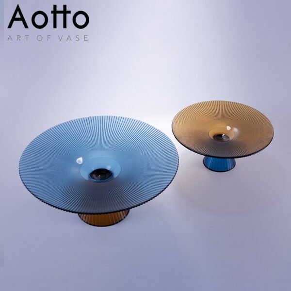 Vintage striped glass fruit tray decoration