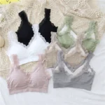 Contrasting color lace side vest-style sleep bra women gather comfort and zero bondage beauty back tube top without steel ring underwear trend - Image 4