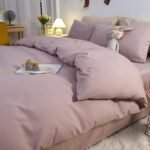 Washed cotton four-piece set Japanese solid color bed sheet quilt cover 4-piece set simple quilt cover dormitory bedding three-piece set - Image 8