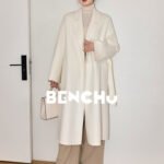 [Primordial] M labbro bathrobe reversible cashmere coat women's autumn and winter long lace-up high-quality woolen jacket