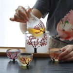 Japanese-style plum blossom thumb sake pot sake cup set creative plum blossom frosted glass wine dispenser liquor set wholesale