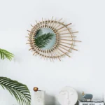 Indonesian rattan dressing makeup mirror creative art decoration round mirror B&B living room porch wall wall hanging mirror - Image 2