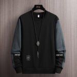 2023 Spring and Autumn New Men's Sweatshirt Pullover Round Neck Sweatshirt Men's Color-Blocked Long Sleeve Bottom Top Korean Version Loose - Image 3