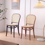 American rustic solid wood dining chair home leisure retro single back rattan chair study restaurant hotel rattan chair - Image 3