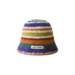 Handmade hat bag set girls vintage rainbow hand hook fisherman hat knitted basin hat Korean version niche bucket hat - Image 2