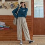 Self-made Japanese wide-leg trousers women's 2023 spring new loose high-waist slim trousers straight trousers - Image 3