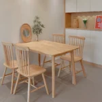 Japanese-style household solid wood dining table economy small apartment table and chair combination set rectangular log simple dining desk - Image 2