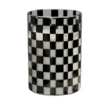 Classic black and white checkerboard glass water cup - Image 4