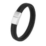Cross-border hot selling bracelets, stainless steel, leather, leather bracelets, retro braided titanium steel bracelets, factory direct sales - Image 3