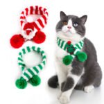 Cross-border cat dog Santa Claus adjustable collar saliva towel pet knitted wool striped Christmas scarf