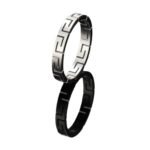 Japanese and Korean simple stainless steel rings for men and women hollow Great Wall pattern geometric tide men titanium steel hip hop ring pair ring jewelry - Image 5