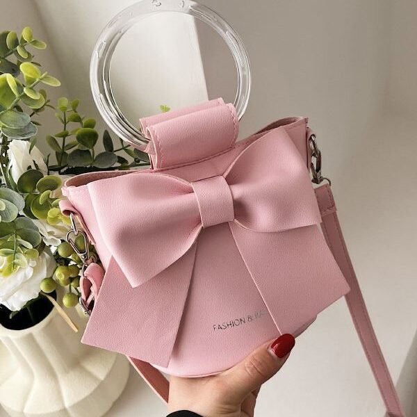 Bow crossbody bucket bag women's high-end sense summer new solid color cylinder shoulder bag niche round handbag