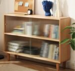 Solid wood low bookshelf Nordic minimalist walnut bookcase Japanese-style floor-to-ceiling home living room storage cabinet study display cabinet - Image 3