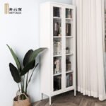 Steel tiger home simple color children's home with door dust-proof bookcase bookshelf floor-to-ceiling steel single and double door glass cabinet - Image 2