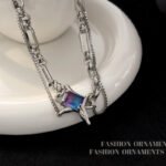 Sweet cool geometric gradient glass necklace