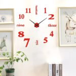 Large creative luminous mute wall clock DIY living room three-dimensional decorative clock digital clock acrylic wall sticker clock - Image 2