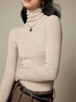Luxury German Yangtze Yarn Island Essence 18 needles seamless 100 wool sweater 25 autumn and winter knitted turtleneck base shirt for women - Image 4
