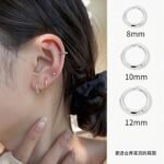 All-over S999 foot silver plain ring earrings women's simple style earrings sleep free ear piercing ear buckles spot wholesale - Image 4