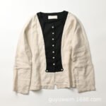 Japanese high-end splicing design sense niche cotton and linen long-sleeved shirt women's fresh and sweet raglan sleeve cardigan top - Image 7