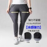 Source Factory Ice Silk Pants Men's Summer Thin Cool Feeling Quick Drying Breathable Athleisure Pants Loose Leggings - Image 2