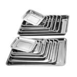 With magnetic stainless steel square plate Chinese canteen tray home hotel rice plate barbecue plate punching steamed rice plate wholesale - Image 5