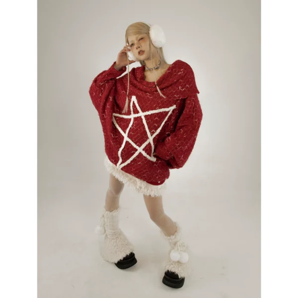 Off-shoulder loose sweater