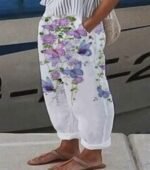 2022 new trousers casual beltless loose cotton wide leg pants - Image 9