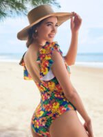 2023 Amazon cross-border foreign trade hot style sexy one-piece swimsuit female U-neck lace design bikini swimsuit - Image 3