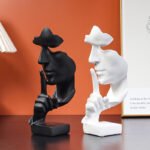 Silence is gold figure abstract crafts decoration living room TV cabinet wine cabinet home resin crafts soft decoration - Image 3