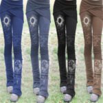 European and American independent station new women's retro lace print patchwork stretch tights