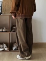 Japanese men's retro cityboy loose cargo pants wide leg versatile elastic waist design casual long pants men - Image 4