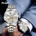 Swiss brand trendy high-end men's watch automatic quartz luminous waterproof Roman skeleton men's watch